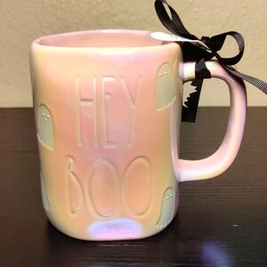 Rae Dunn RARE iridescent Hey Boo ghost mug